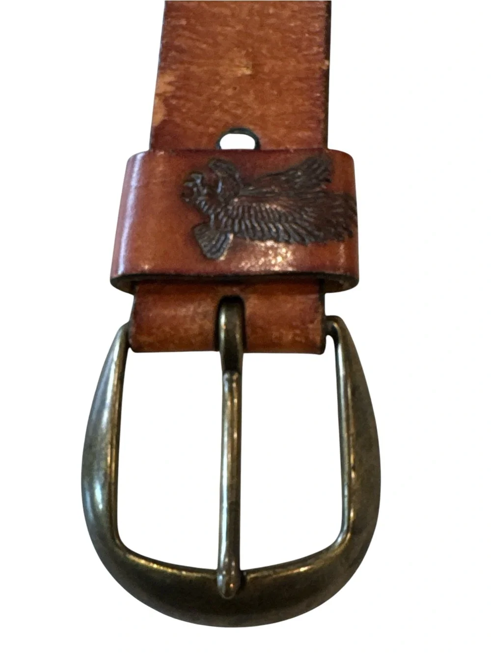 Vintage Genuine Leather Eagle Western Belt Brown Size 34/35 USA